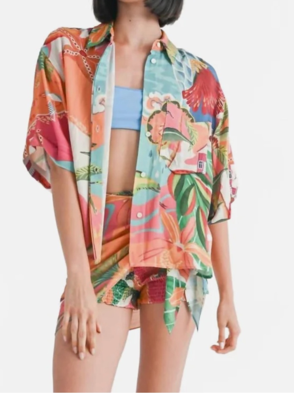 emory park Multicolor Tropical Floral Women’s Swim Coverup Shirt